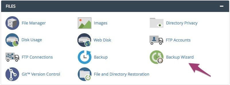 Backup Wizard in cPanel