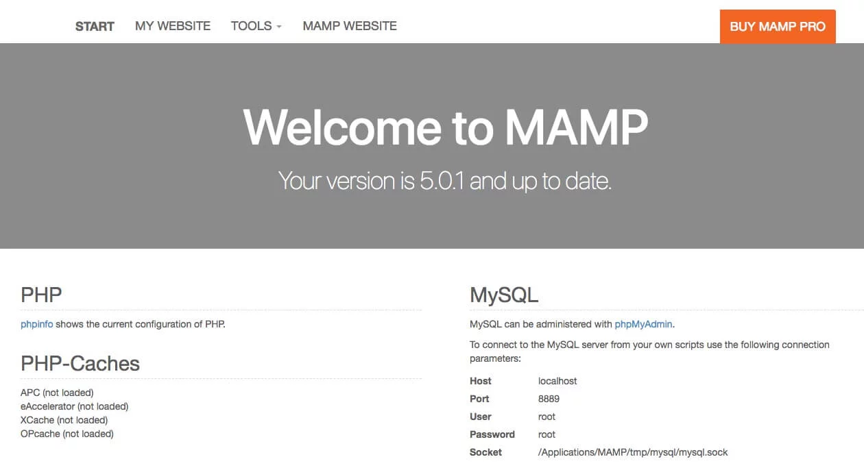 MAMP WebStart Page