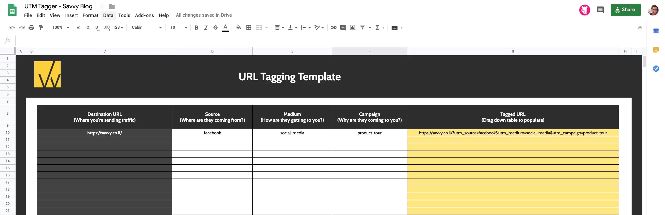 UTM Tagging Template