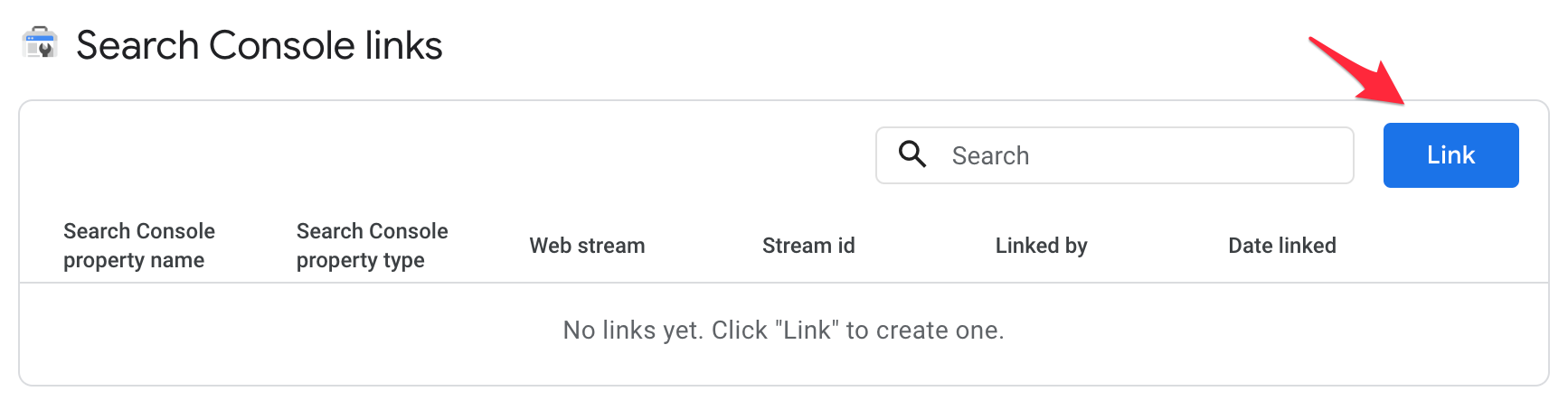 Create a link with Search Console
