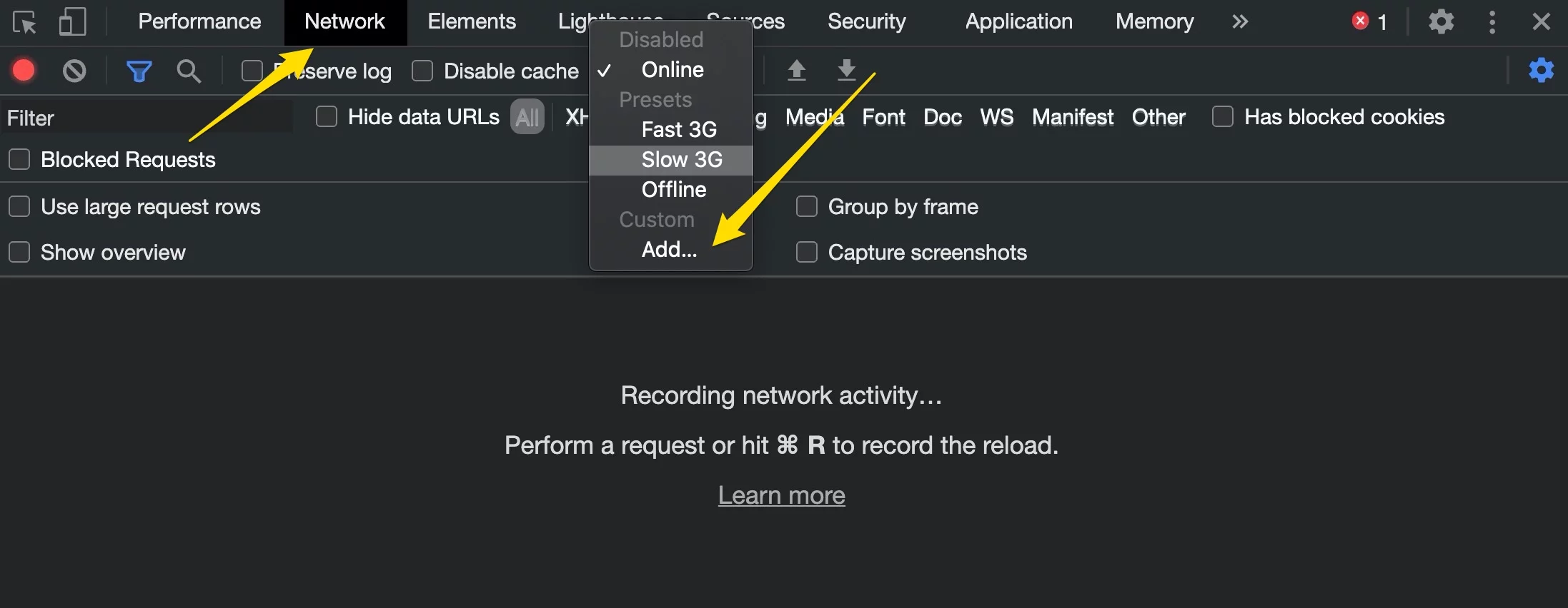 Network Tab - Simulate Network Bandwidth