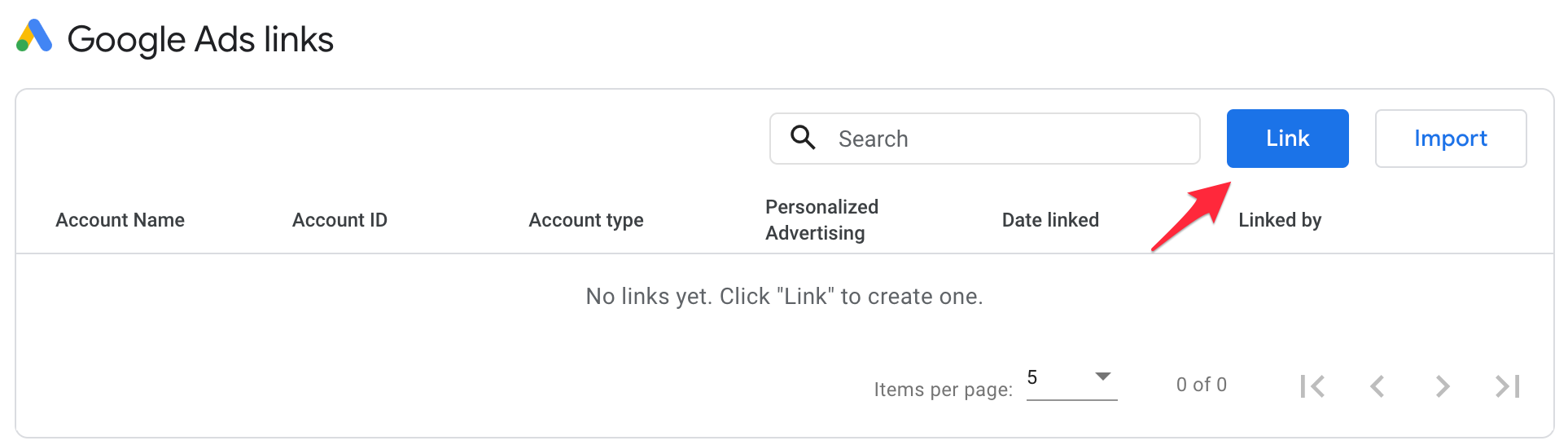 Link between Google Ads and Analytics 4 accounts