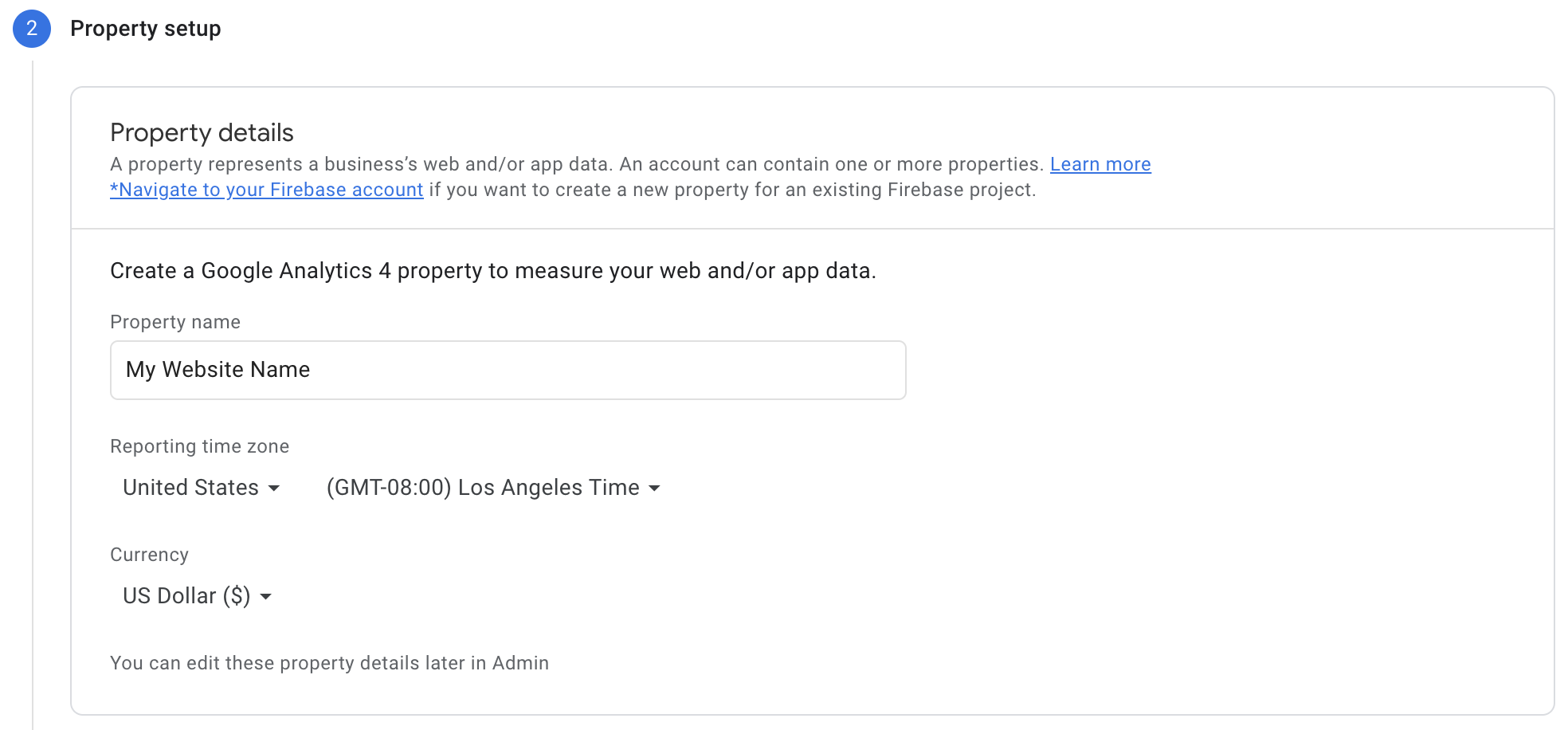 Google Analytics 4 - Property Setup