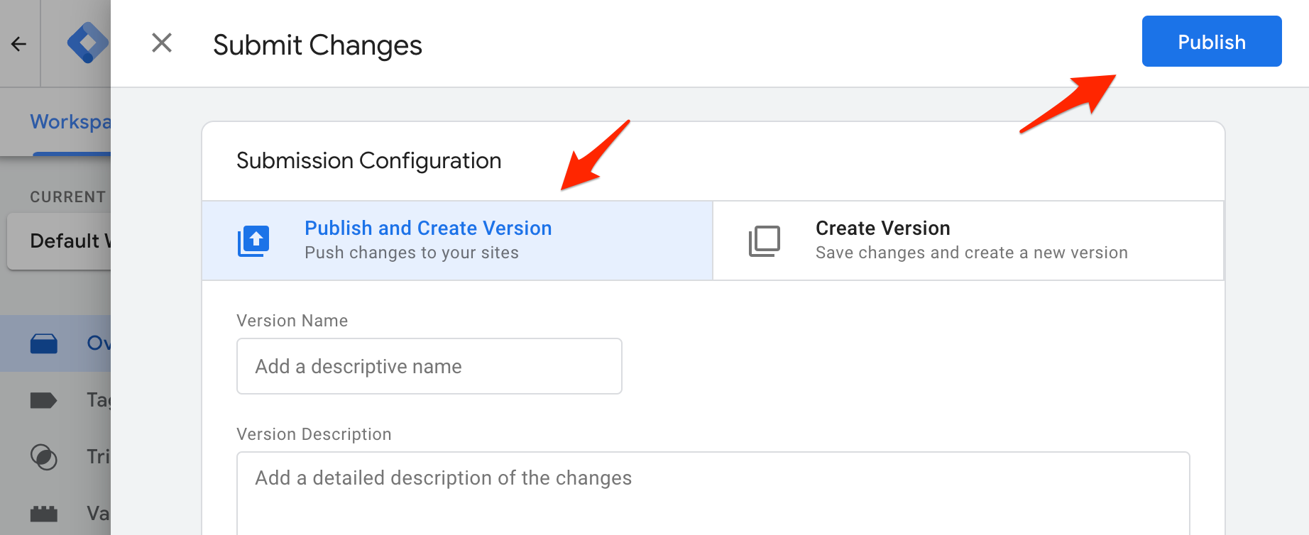 Publish New Tag and Create Version