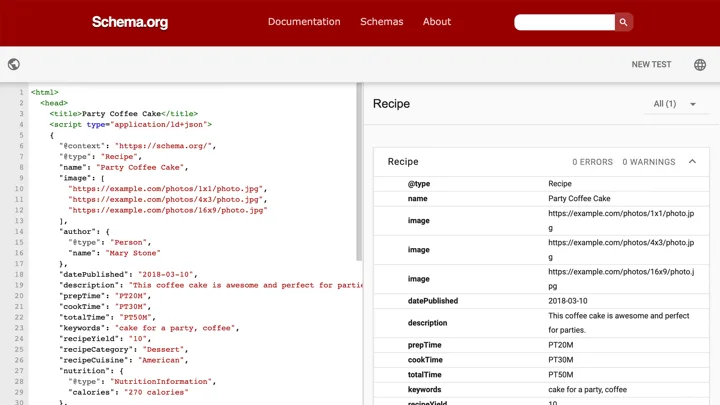 כלי בדיקת נתונים מובנים - Schema.org Markup Validator
