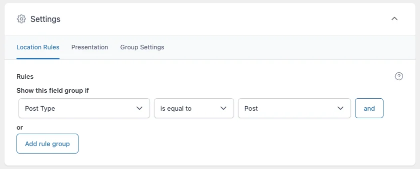 Location Rules - Advanced Custom Fields