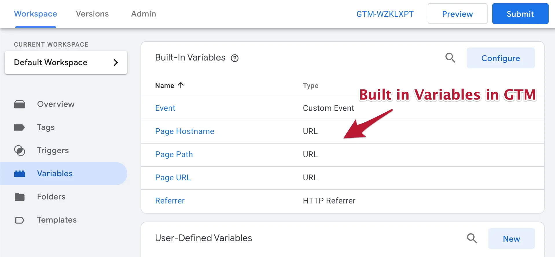 Built-in Variables in GTM