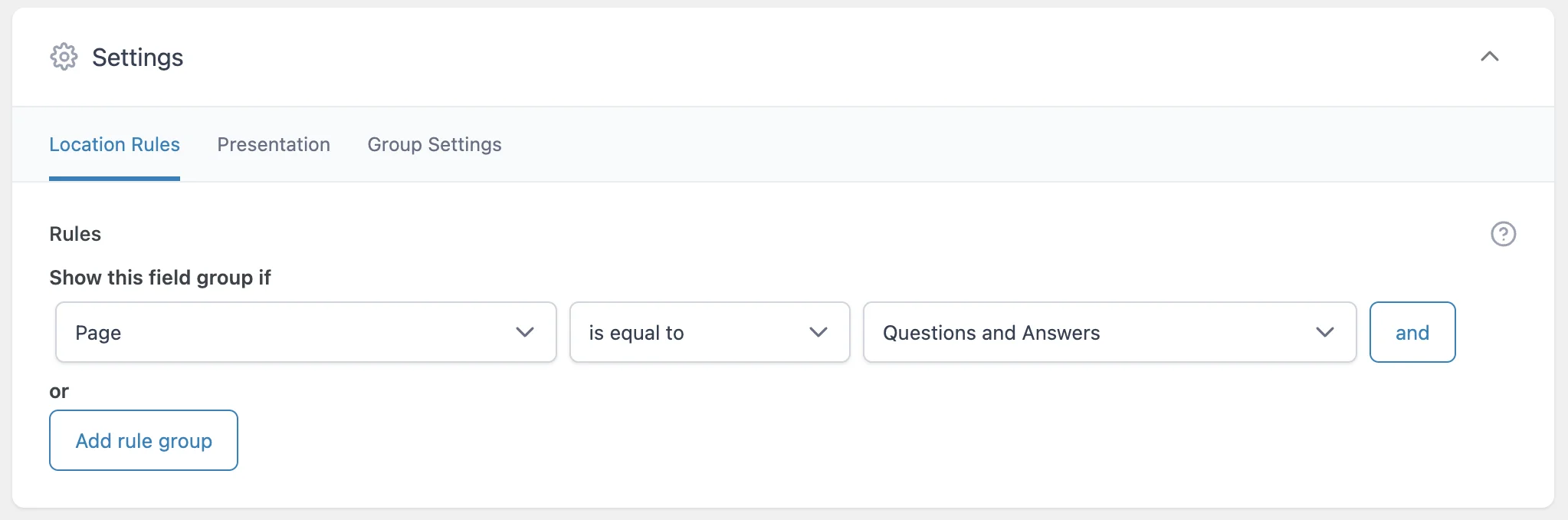 Assigning the Repeater Field to the Questions and Answers Page