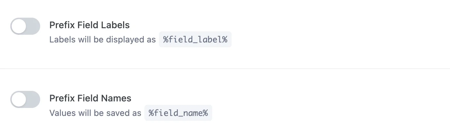 Clone Field Advanced Options