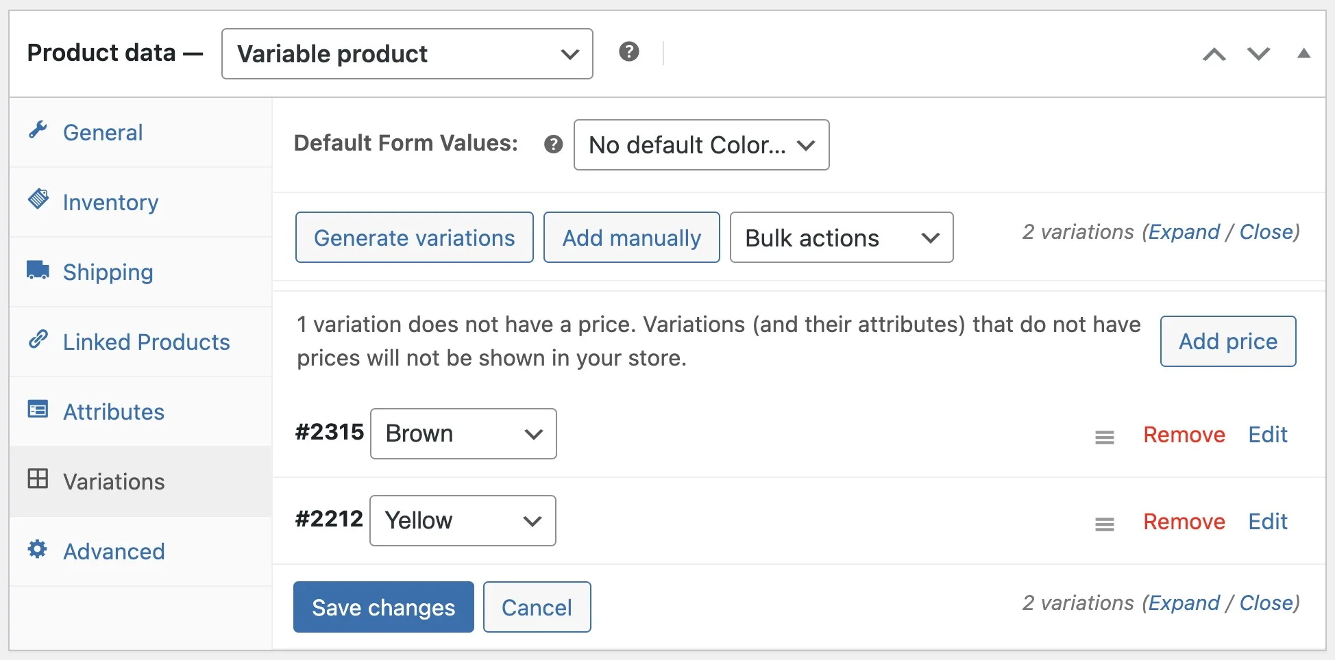 Adding Product Variations - WooCommerce Adding Product Variations - WooCommerce