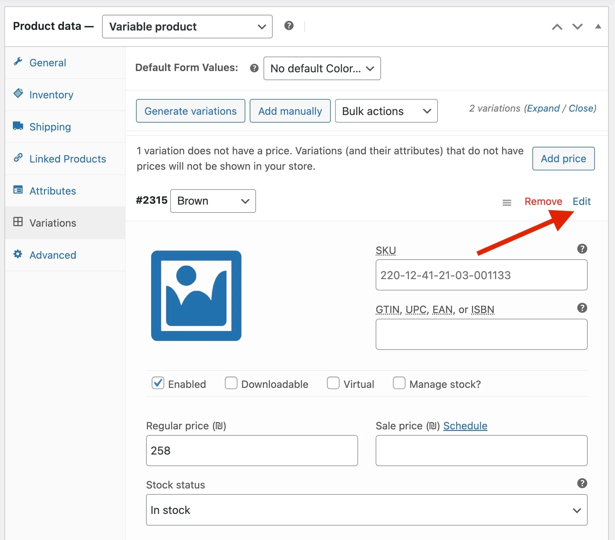 Setting Product Variation - WooCommerce Setting Product Variation Details - WooCommerce