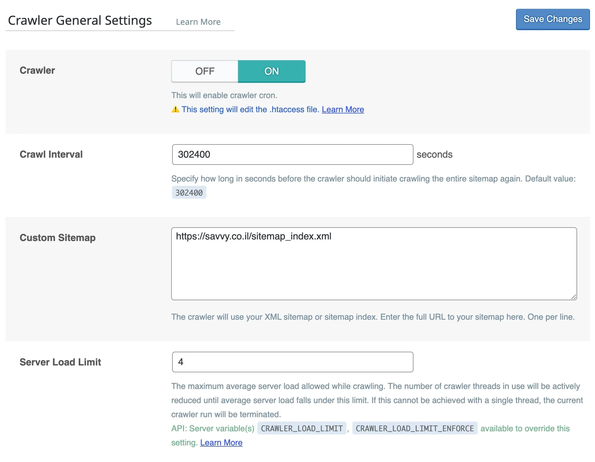 Crawler General Settings