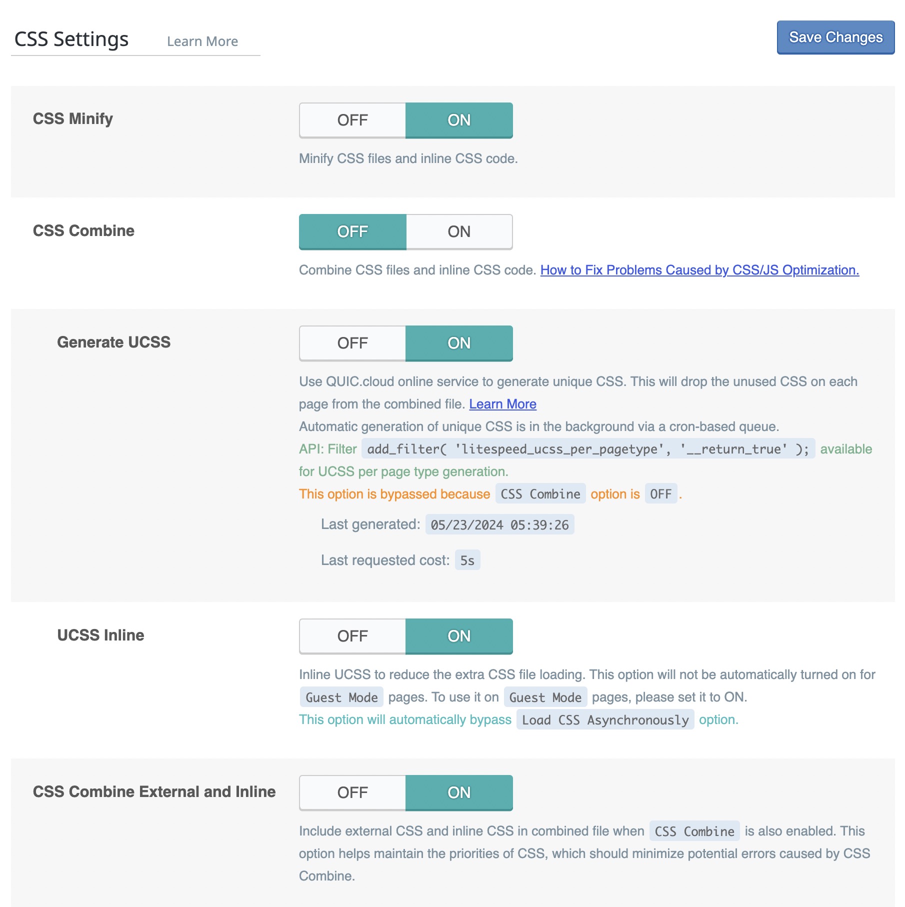 CSS Settings