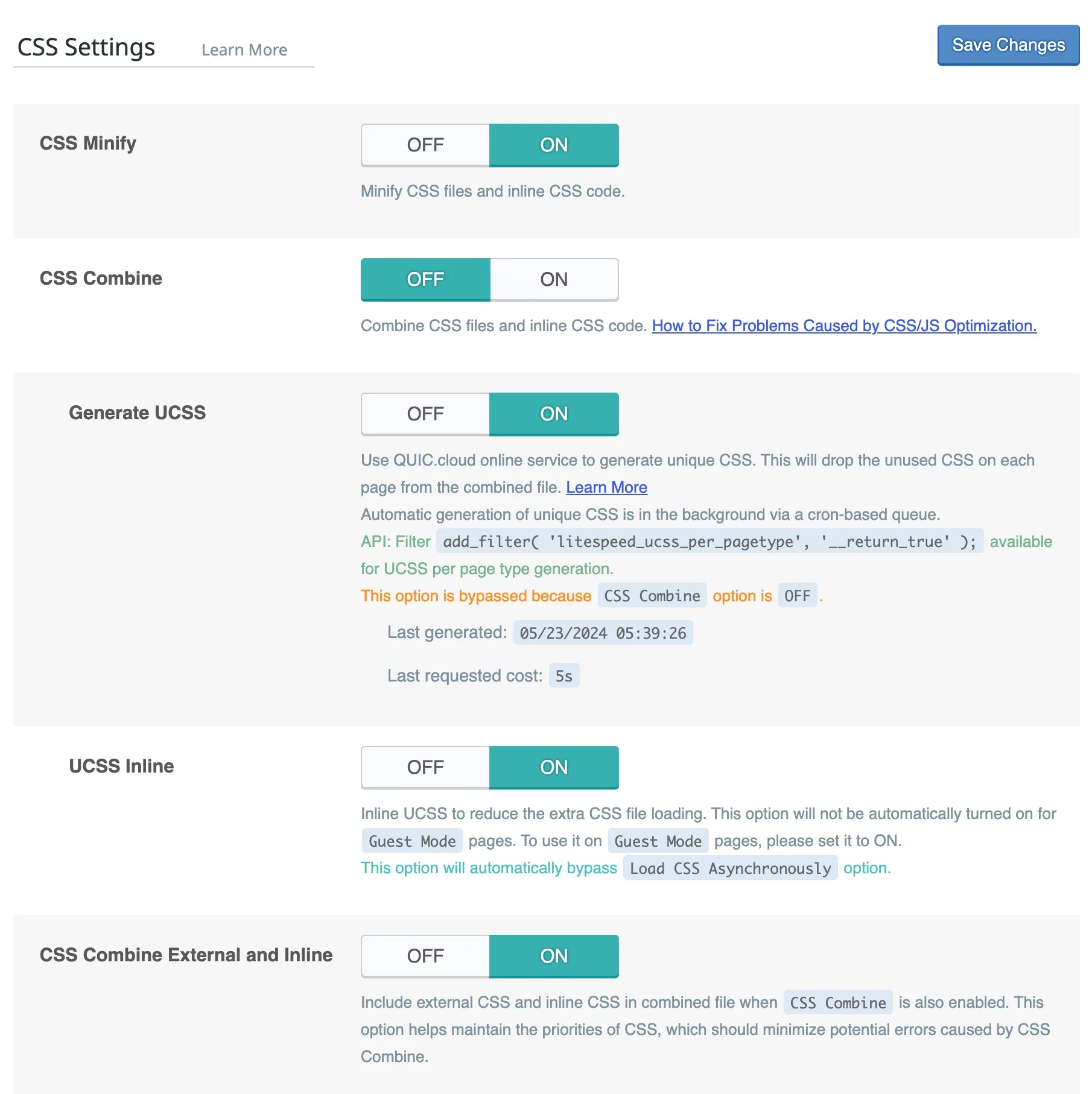 CSS Settings