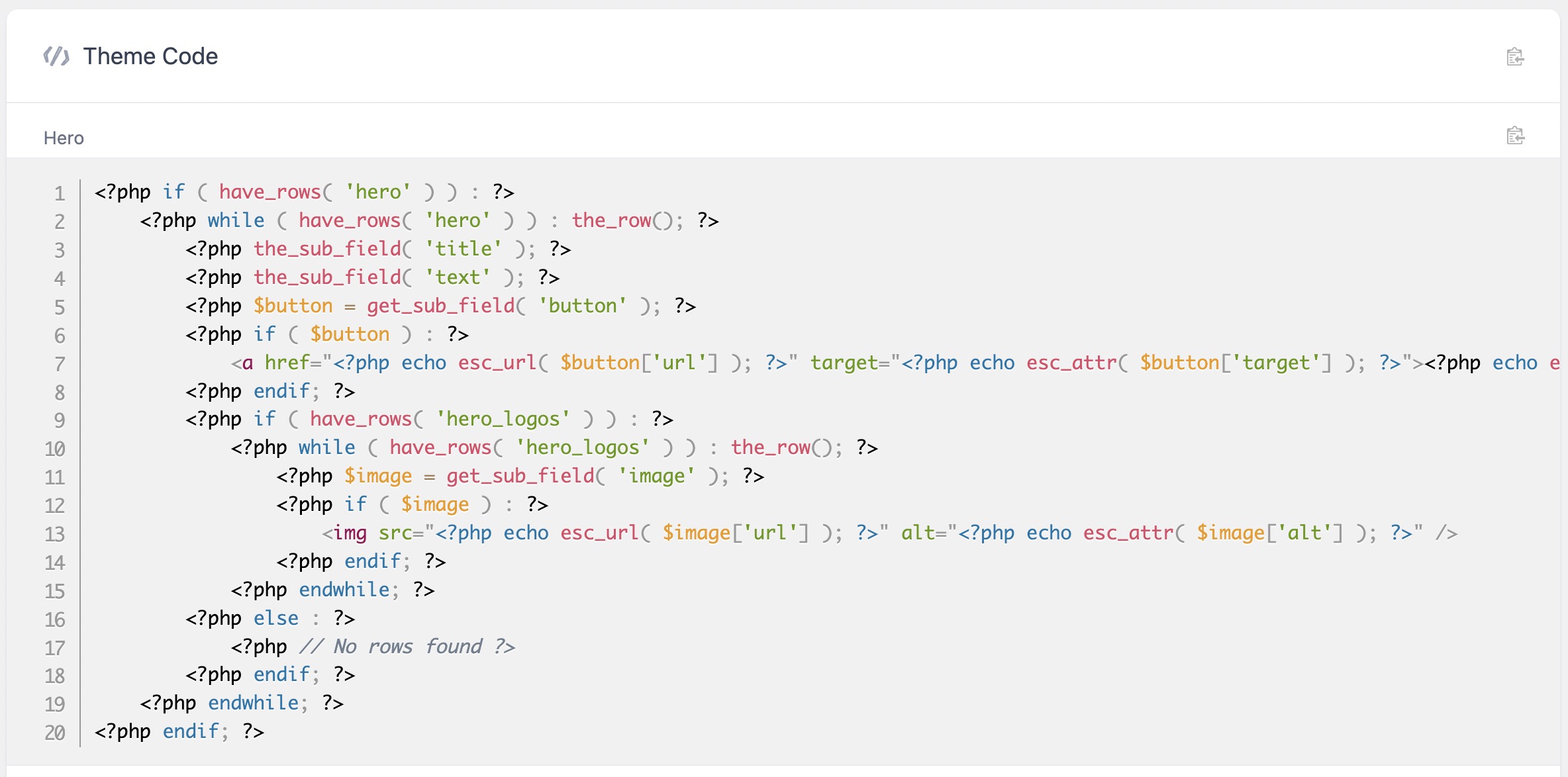 Theme Code Pro For ACF