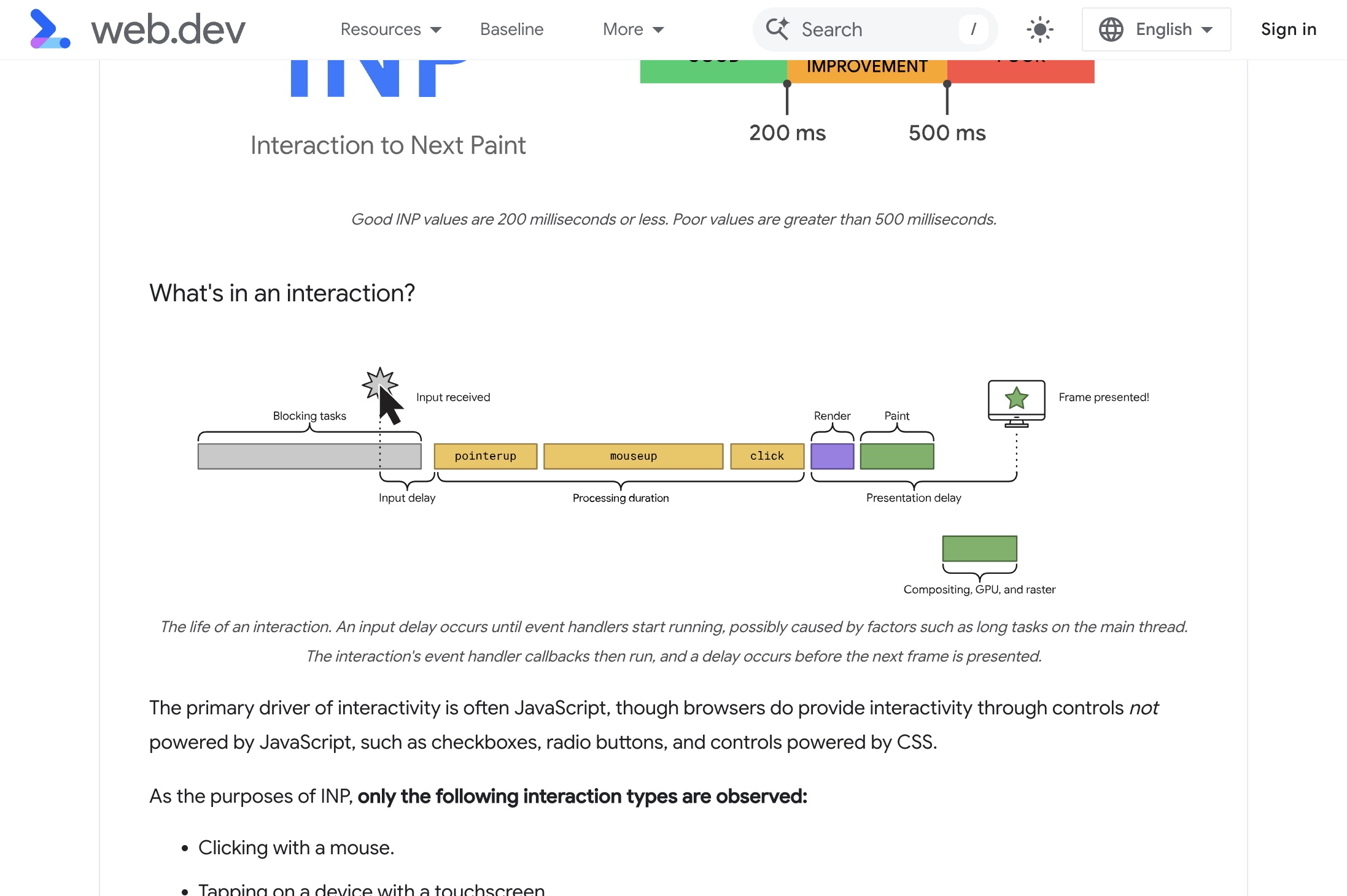 שלושת השלבים של אינטראקציה - Input delay, Processing duration, Presentation delay